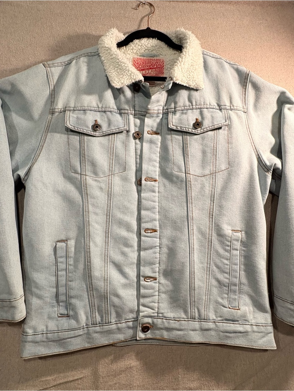 Brooklyn Cloth Light Blue Sherpa Collar Denim Jacket